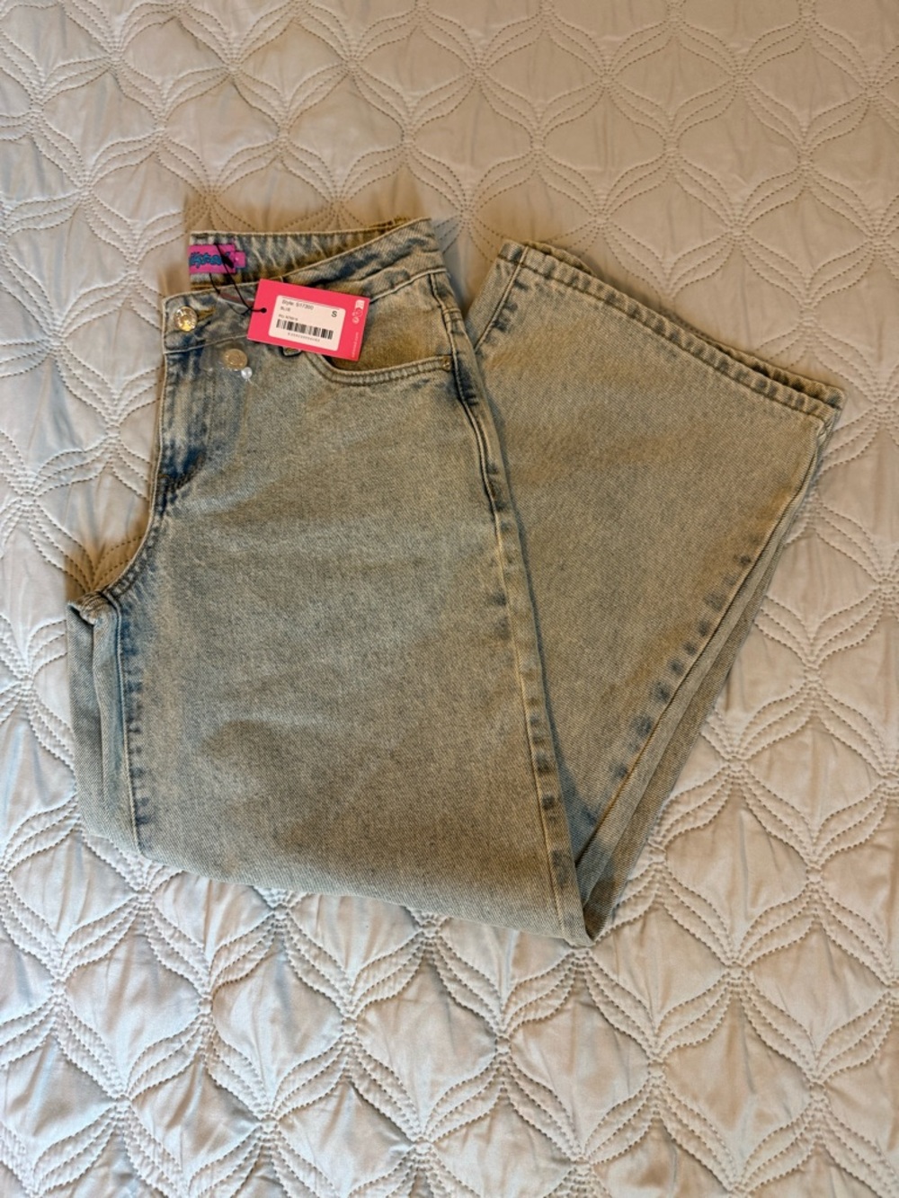 Edikted Wide Leg Jeans Size S NWT Light Wash High Rise Baggy Denim
